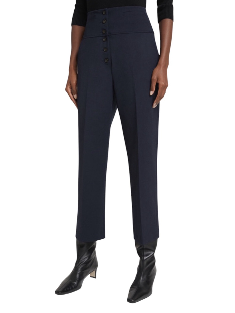 G. Label by Goop Carter Military Pants 10 Navy Wool Blend Quiet Luxury Classic
